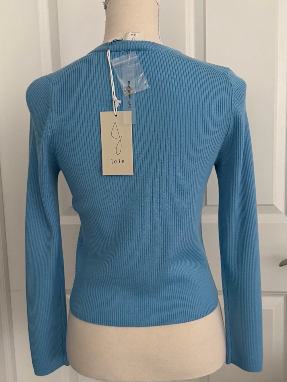 JOIE SKY BLUE RIBBED MERINO WOOL CARDIGAN SIZE S- TAGS ON NEW - Picture 8 of 9